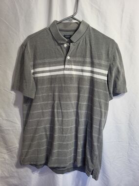 Arrow Gray Polo with White Chest Stripes, Size Medium